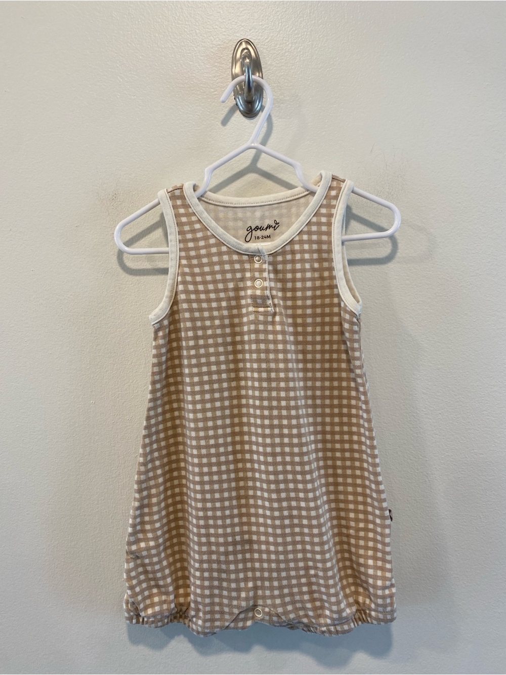 Goumi Kids Bamboo Organic Cotton Gingham Romper 18-24 months quick change
